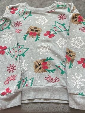 JoJo Siwa Kids Holiday Sweatshirt w/ Bobo, Green Trees, Snowflakes,& Red Accents